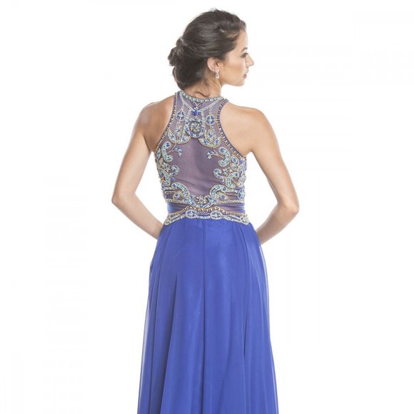CLEARANCE - Aspeed USA M2341 Sleeveless Appliqued Long Dress (Size M)